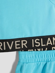 River Island Blue Girls Glitter RI Waistband Tank Top Set - Image 4 of 5