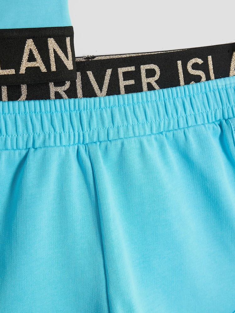 River Island Blue Girls Glitter RI Waistband Tank Top Set - Image 5 of 5 River Island Blue Girls Glitter RI Waistband Tank Top Set - Image 5 of 5