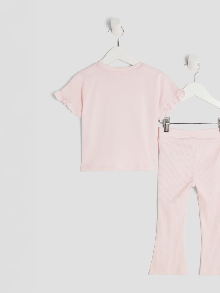 River Island Pink Girls Heart Bow Leggings Set - Image 2 of 9