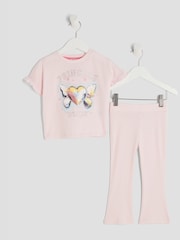 River Island Pink Girls Heart Bow Leggings Set - Image 4 of 9
