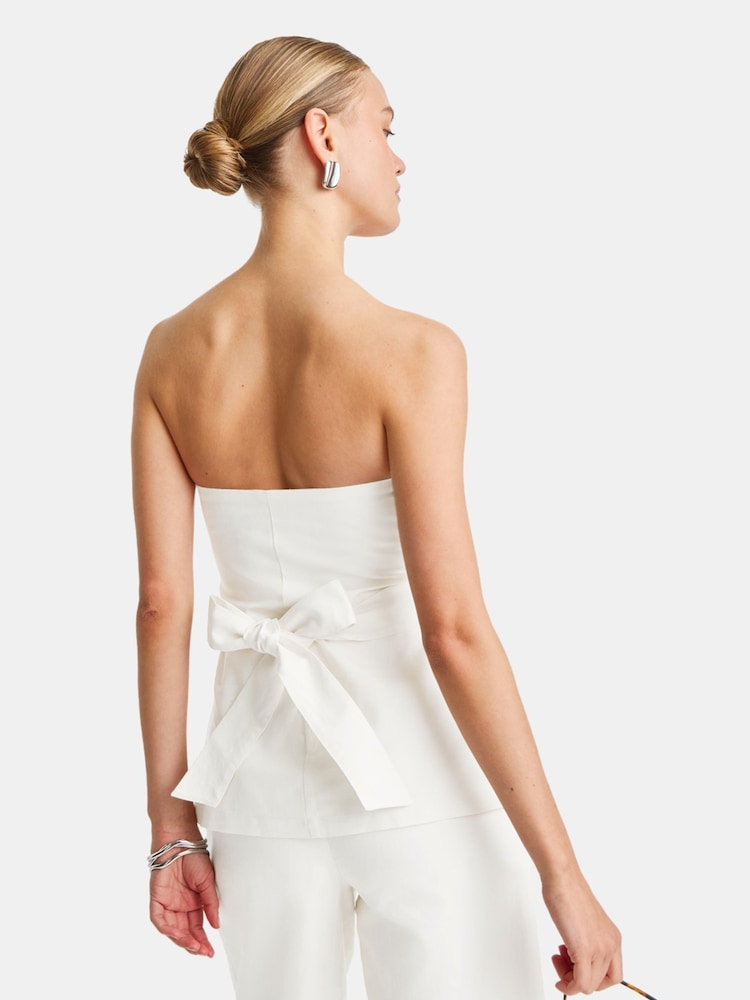 TALA White Heavyweight Linen Longline Strapless Top - Image 2 of 3 TALA White Heavyweight Linen Longline Strapless Top - Image 2 of 3