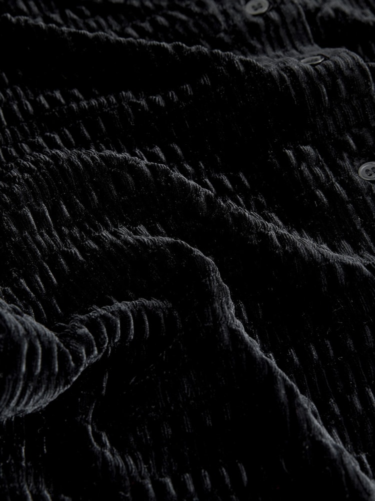 Black Velvet Long Sleeve Shirred Cardigan - Image 2 of 3