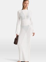 TALA White Multiway Gold Ring Long Sleeve Resort Knit Dress - Image 1 of 3