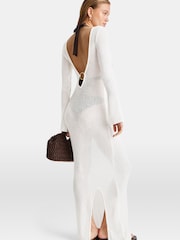 TALA White Multiway Gold Ring Long Sleeve Resort Knit Dress - Image 2 of 3