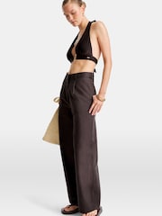 TALA Brown Heavyweight Linen Tailored Wide Leg Trousers - Image 1 of 3
