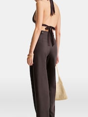 TALA Brown Heavyweight Linen Tailored Wide Leg Trousers - Image 2 of 3