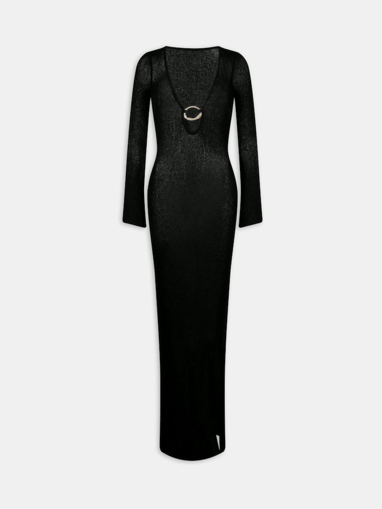 TALA Black Multiway Gold Ring Long Sleeve Resort Knit Dress - Image 3 of 3 TALA Black Multiway Gold Ring Long Sleeve Resort Knit Dress - Image 3 of 3
