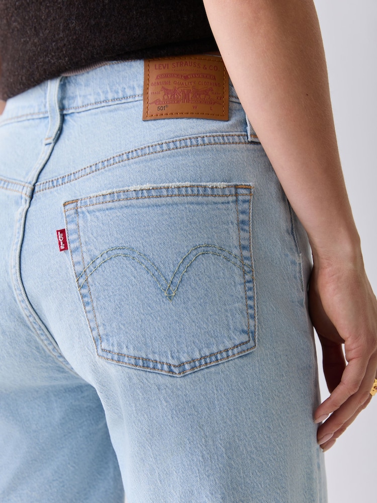 Levi's Light Blue Denim 501 Mid Thigh Shorts - Image 4 of 4 Levi's Light Blue Denim 501 Mid Thigh Shorts - Image 4 of 4