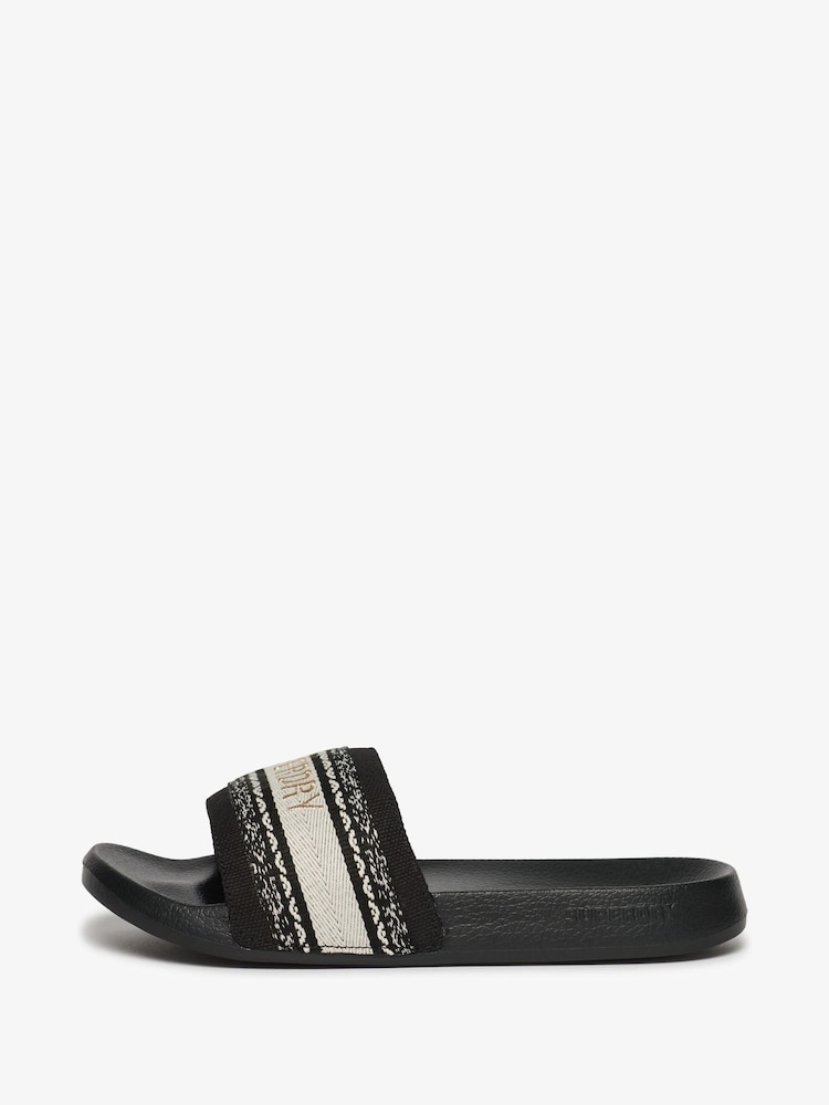 Superdry Black Webbing Interest Pool Sliders - Image 2 of 7