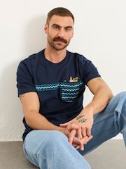 FatFace Navy Beatles Graphic T-Shirt - Image 3 of 6