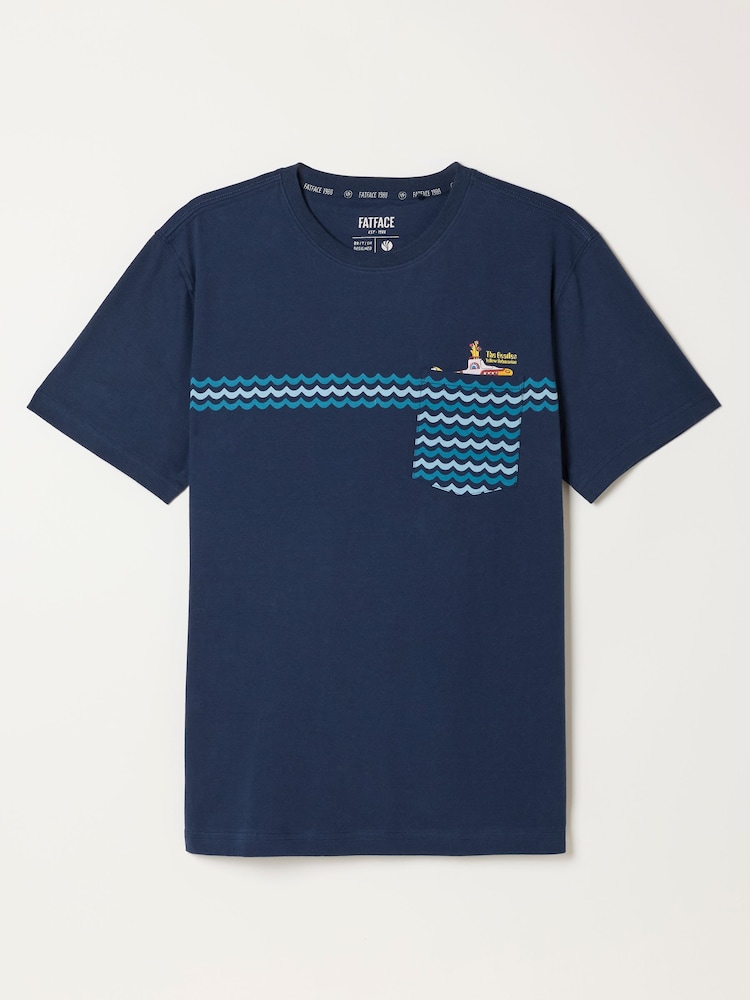 FatFace Navy Beatles Graphic T-Shirt - Image 6 of 6