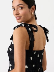 FatFace Delphine Black Spot Petite Linen Midi Dress - Image 4 of 8
