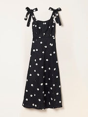 FatFace Delphine Black Spot Petite Linen Midi Dress - Image 7 of 8