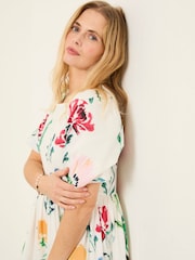 FatFace Bria White Painted Floral Petite Midi Dress - Image 4 of 7