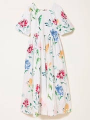 FatFace Bria White Painted Floral Petite Midi Dress - Image 6 of 7