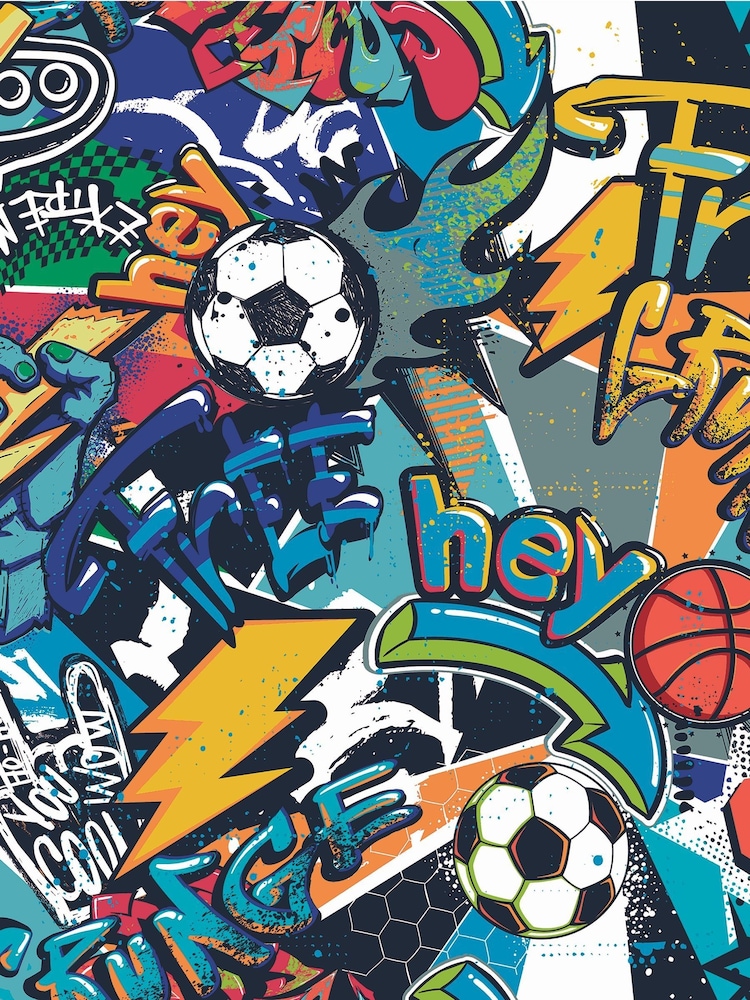 Origin Murals Blue Sports Graffiti Matte Non Woven A3 Mural Sample - Image 1 of 1