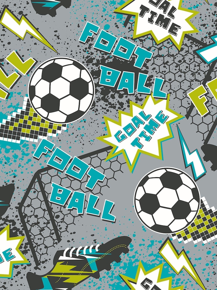 Origin Murals Grey Graphic Print Pixel Footballs Matte Non Woven A3 Mural Sample - Image 1 of 2