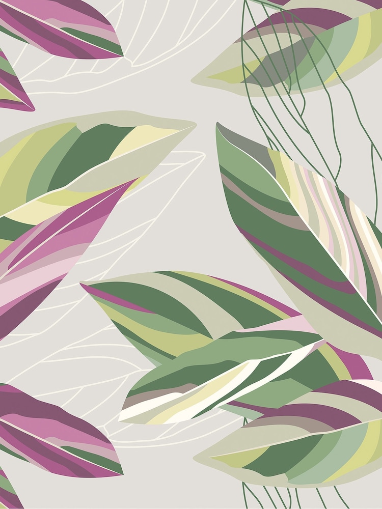 Origin Murals Grey Botanical Calathea Leaves Non Woven A3 Mural Sample - Image 1 of 1