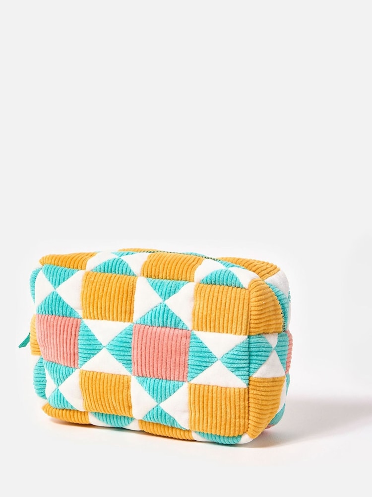 Oliver Bonas Yellow Patchwork Corduroy Wash Bag - Image 2 of 4