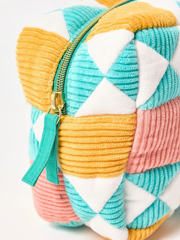 Oliver Bonas Yellow Patchwork Corduroy Wash Bag - Image 4 of 4