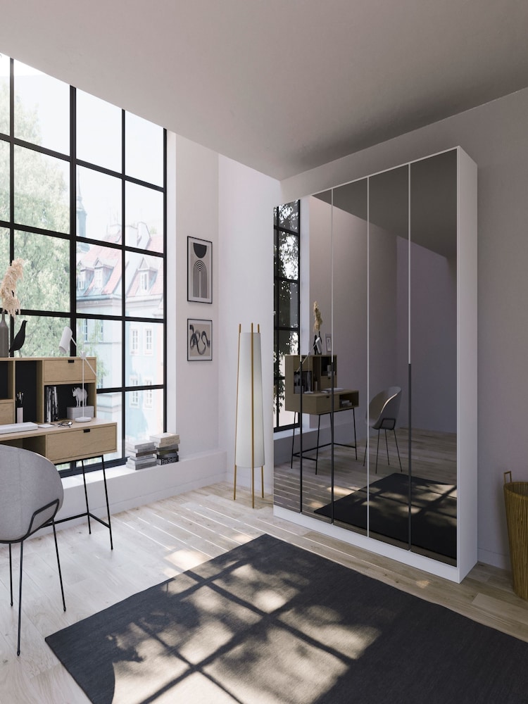 Rauch Alpine White Bayla Mirror Semi Fitted 5 Door Wardrobe - Image 1 of 6