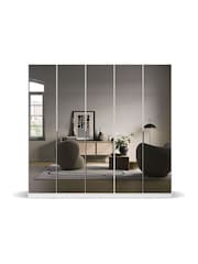 Rauch Alpine White Bayla Mirror Semi Fitted 5 Door Wardrobe - Image 2 of 6