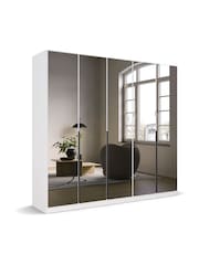 Rauch Alpine White Bayla Mirror Semi Fitted 5 Door Wardrobe - Image 3 of 6