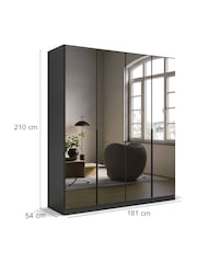Rauch Metallic Grey Bayla Mirror Semi Fitted 4 Door Wardrobe - Image 4 of 6