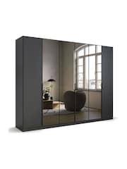 Rauch Metallic Grey Bayla Wood and Mirror Semi Fitted 6 Door Wardrobe - Image 3 of 6