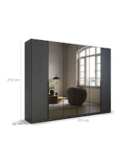 Rauch Metallic Grey Bayla Wood and Mirror Semi Fitted 6 Door Wardrobe - Image 4 of 6