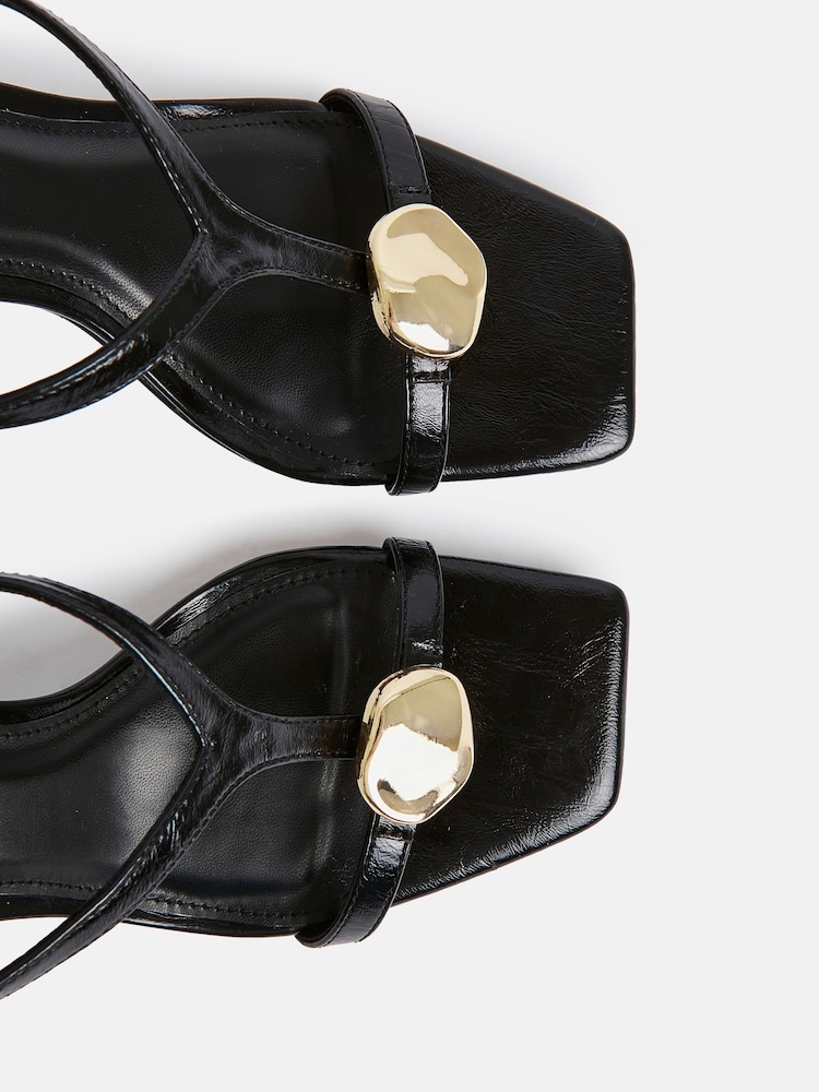 Linzi Black Foolish Strappy Sandals With Gold Accent - Image 5 of 5