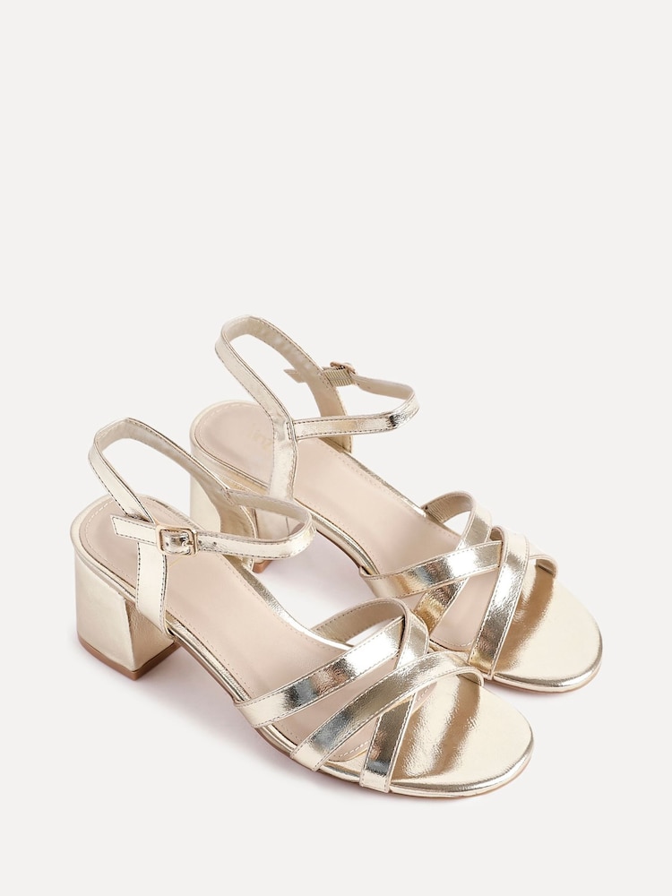 Dourado - de saltoLinzi Flair com tiras cruzadas na frente Sandals - Imagem 2 de 5