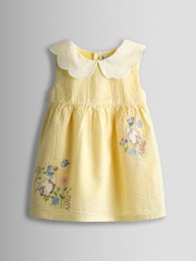 JoJo Maman Bébé Yellow Jemima Puddle-Duck Embroidered Dress & Knicker Set - Image 2 of 4