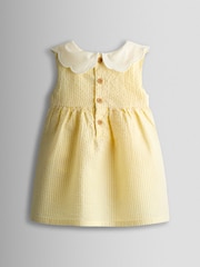 JoJo Maman Bébé Yellow Jemima Puddle-Duck Embroidered Dress & Knicker Set - Image 3 of 4