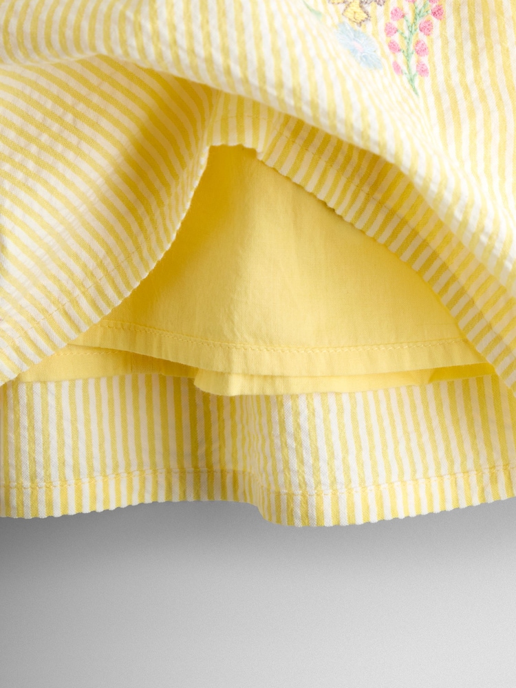 JoJo Maman Bébé Yellow Jemima Puddle-Duck Embroidered Dress & Knicker Set - Image 4 of 4