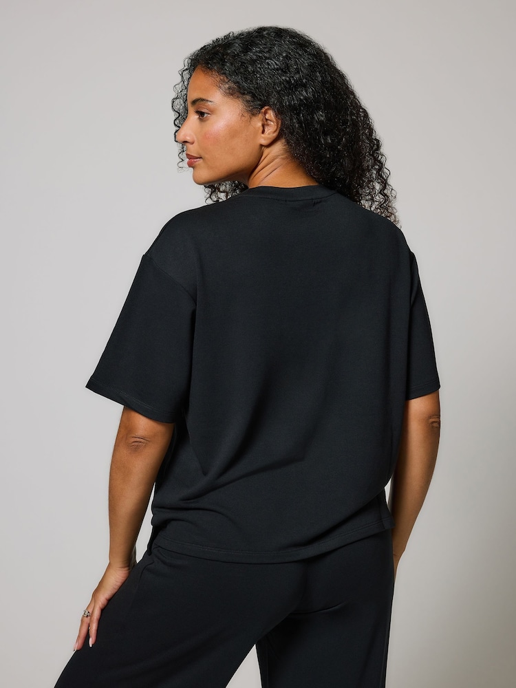 LOVALL Black Petite Soft Touch Wide Leg Lounge Set - Image 2 of 5 LOVALL Black Petite Soft Touch Wide Leg Lounge Set - Image 2 of 5