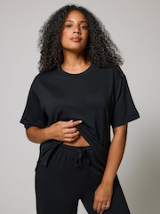 LOVALL Black Petite Soft Touch Wide Leg Lounge Set - Image 3 of 5