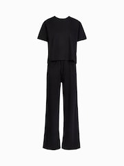 LOVALL Black Petite Soft Touch Wide Leg Lounge Set - Image 5 of 5