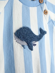 JoJo Maman Bébé Blue Whale Appliqué Romper & Hat Set - Image 7 of 8