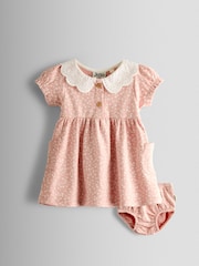 JoJo Maman Bébé Pink Floral Dress, Knicker & Headband Set - Image 1 of 6