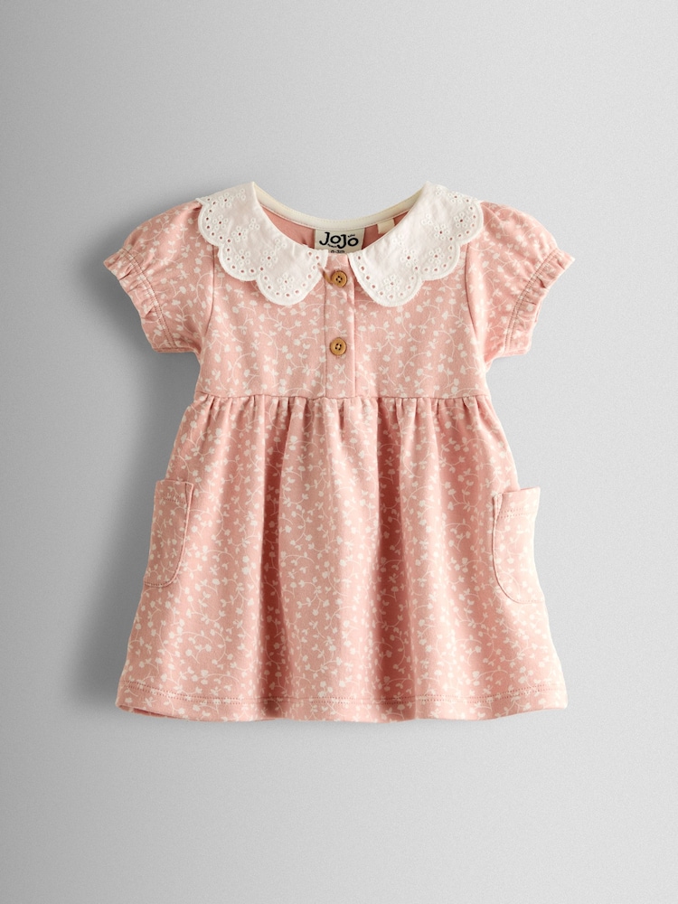 JoJo Maman Bébé Pink Floral Dress, Knicker & Headband Set - Image 2 of 6