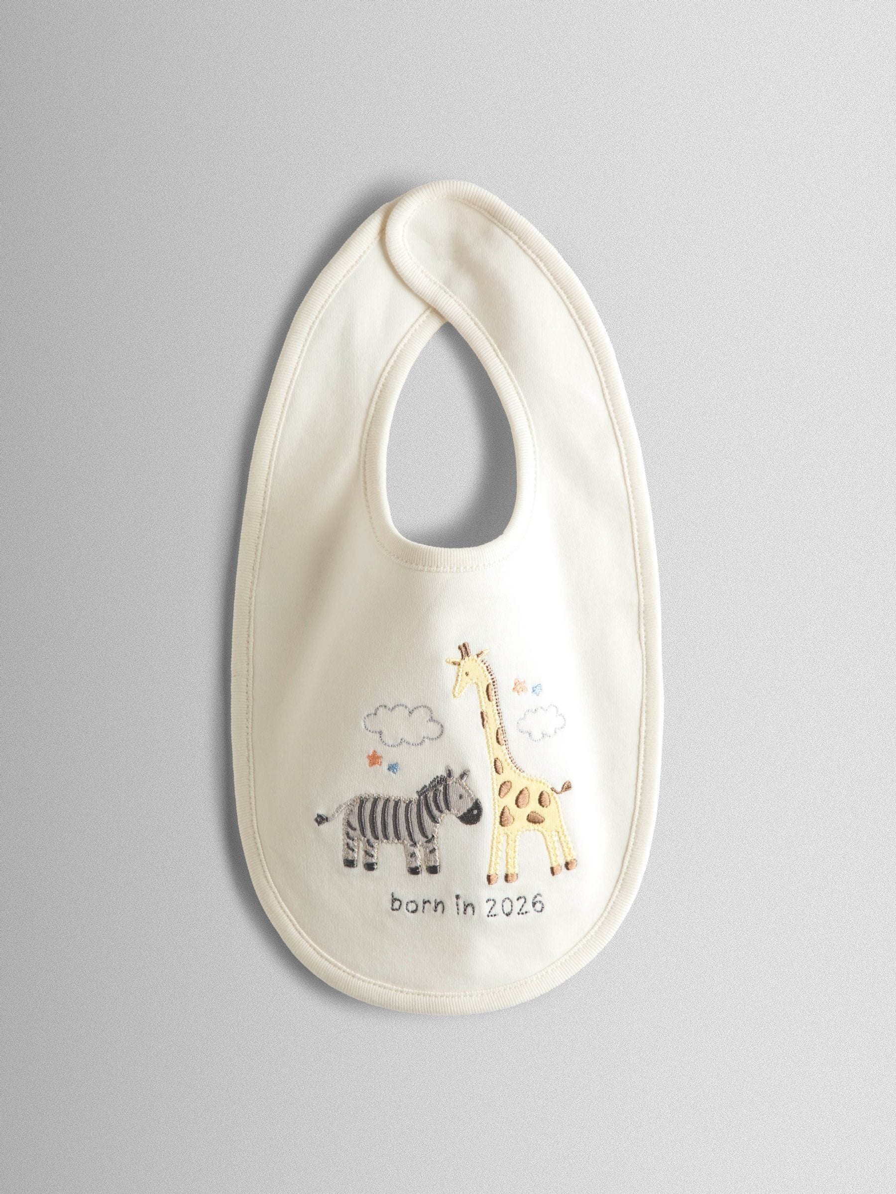 Jojo Maman Bébé Cream Born In 2026 Embroidered Bib