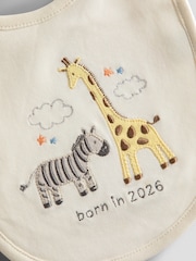 JoJo Maman Bébé Cream Born in 2026 Embroidered Bib - Image 3 of 3