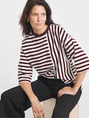 JD Williams Red Stripe Cut About Crew Neck T-Shirt - Image 1 of 4