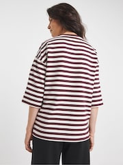 JD Williams Red Stripe Cut About Crew Neck T-Shirt - Image 3 of 4