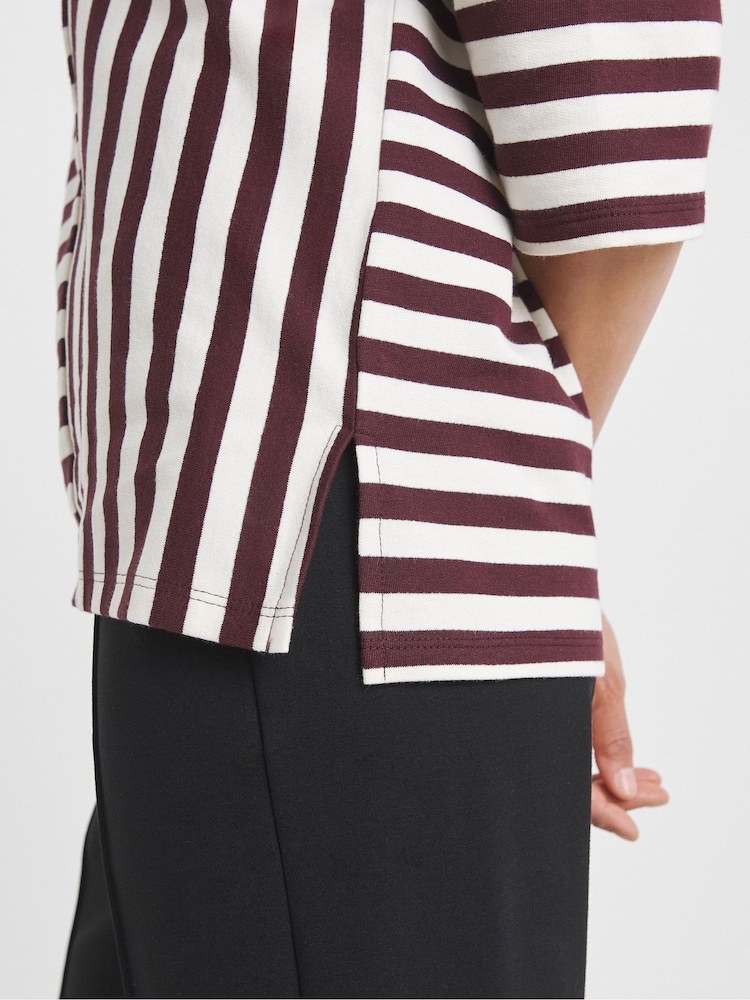 JD Williams Red Stripe Cut About Crew Neck T-Shirt - Image 4 of 4