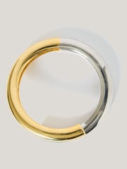 Jigsaw Gold Tone Mixed Metal Wrap Bangle - Image 1 of 3
