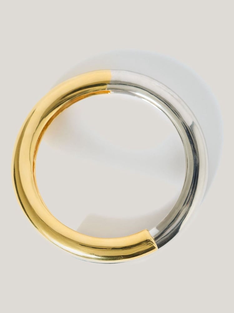 Jigsaw Gold Tone Mixed Metal Wrap Bangle - Image 1 of 3 Jigsaw Gold Tone Mixed Metal Wrap Bangle - Image 1 of 3