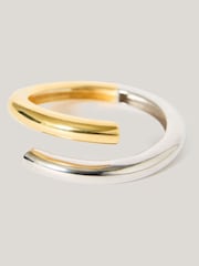 Jigsaw Gold Tone Mixed Metal Wrap Bangle - Image 2 of 3