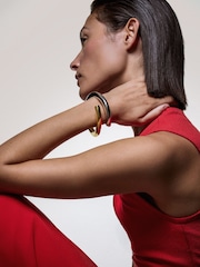 Jigsaw Gold Tone Mixed Metal Wrap Bangle - Image 3 of 3